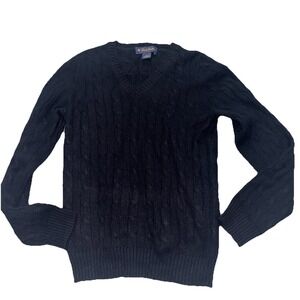 Brooks Brothers Women 100% Italian Cashmere Cable Knit Sweater Size XS Black